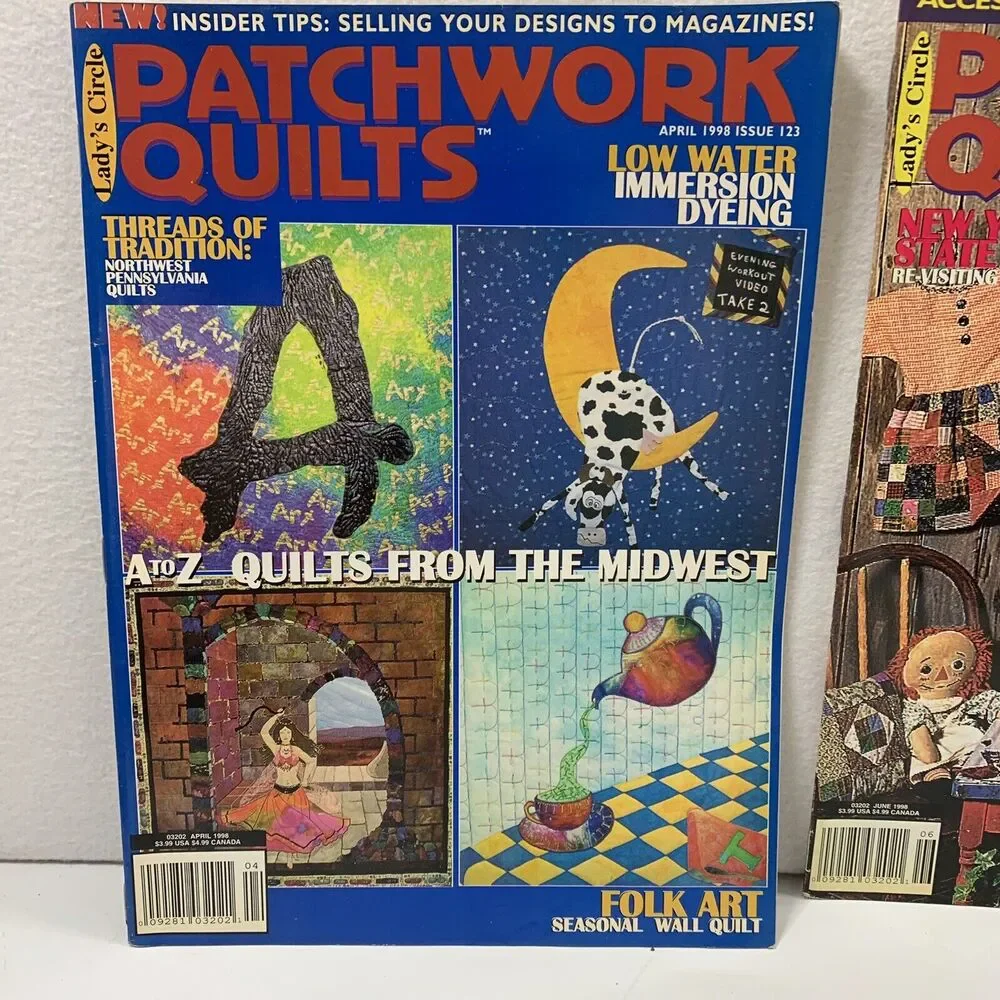2 Lady's Circle Patchwork Quilts Magazines April & June 1998 Vtg‎ Quilt Patterns